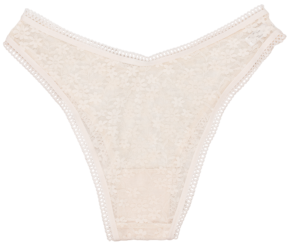 High Leg Daisy Lace Cheeky with Picot Trim