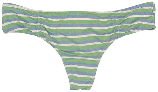Blue and Green Striped Modal Thong with Ruching