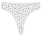Printed Cotton High Waist Thong with Picot Trim